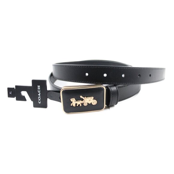 COACH Horse & Carriage Grace Plaque Buckle Gold & Black Leather Belt - CC358 - Picture 2 of 3